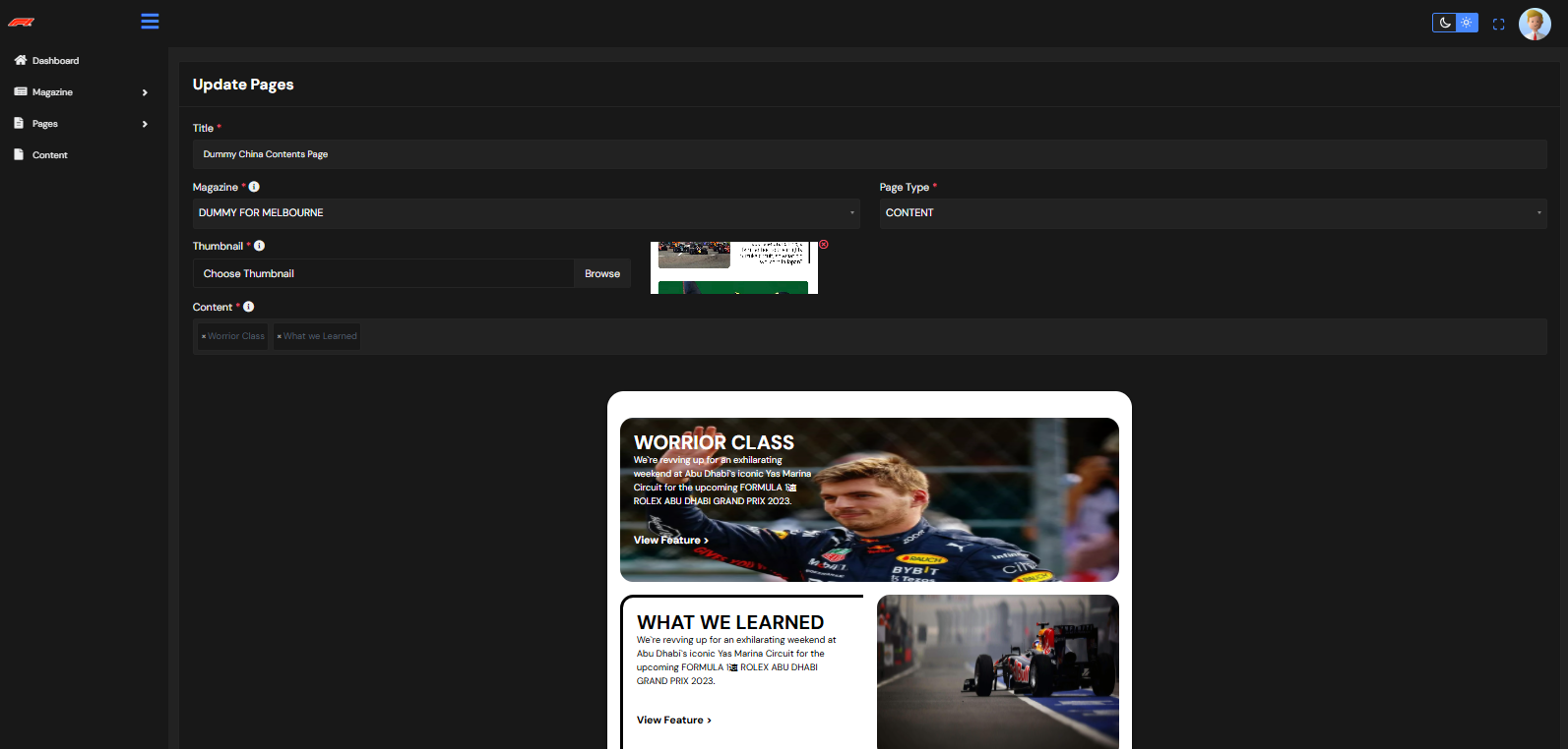 F1 Racing magazine platform screen 10