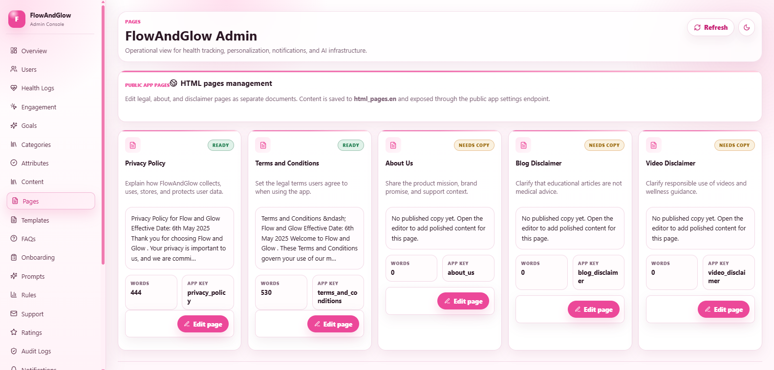 Flow & Glow Laravel application screen 11