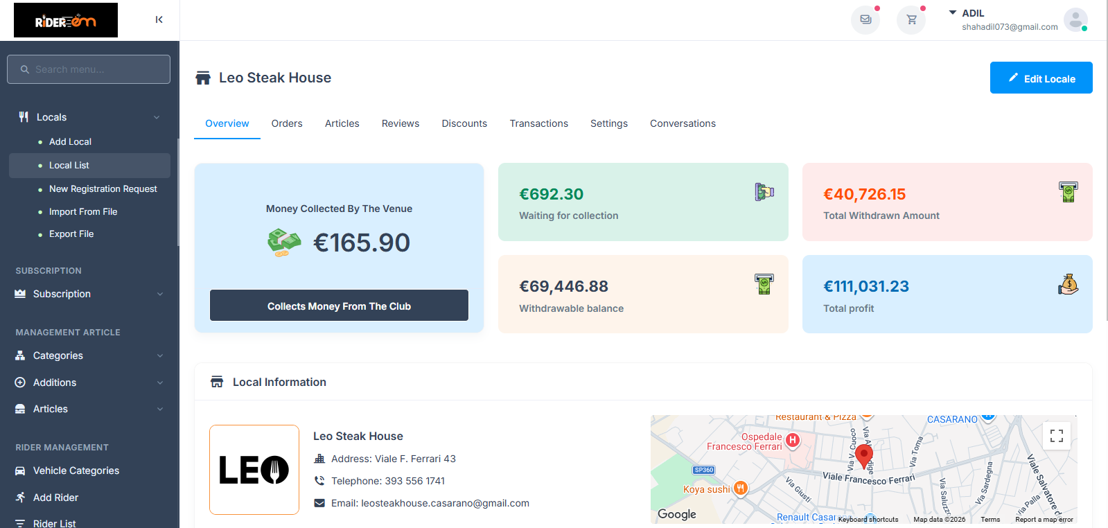 Riderem food delivery platform screen 6