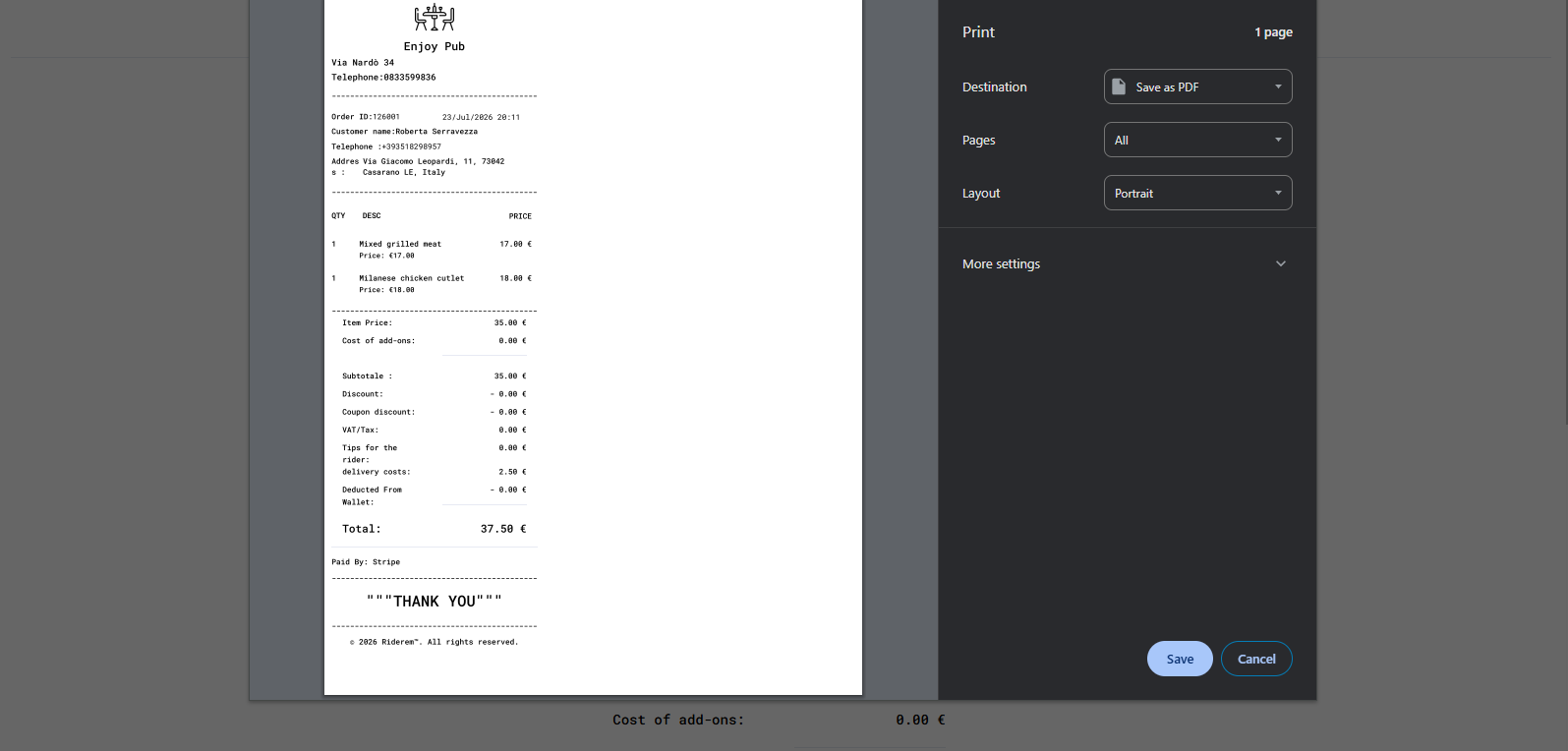 Riderem food delivery platform screen 9