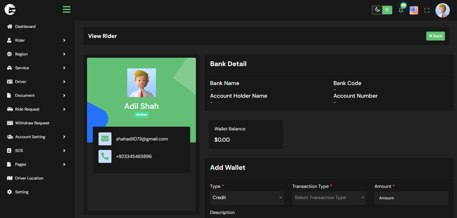 RydStop Laravel application screen 3