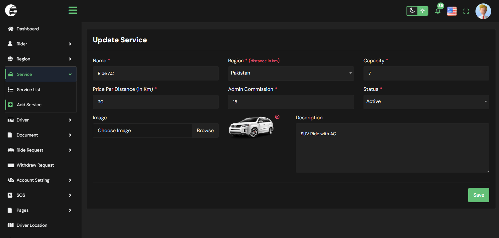 RydStop Laravel application screen 4