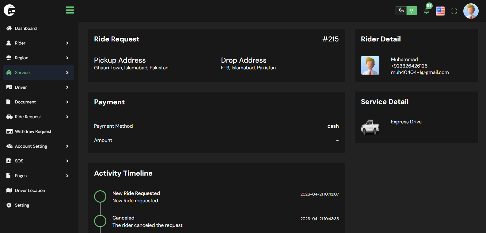 RydStop Laravel application screen 6