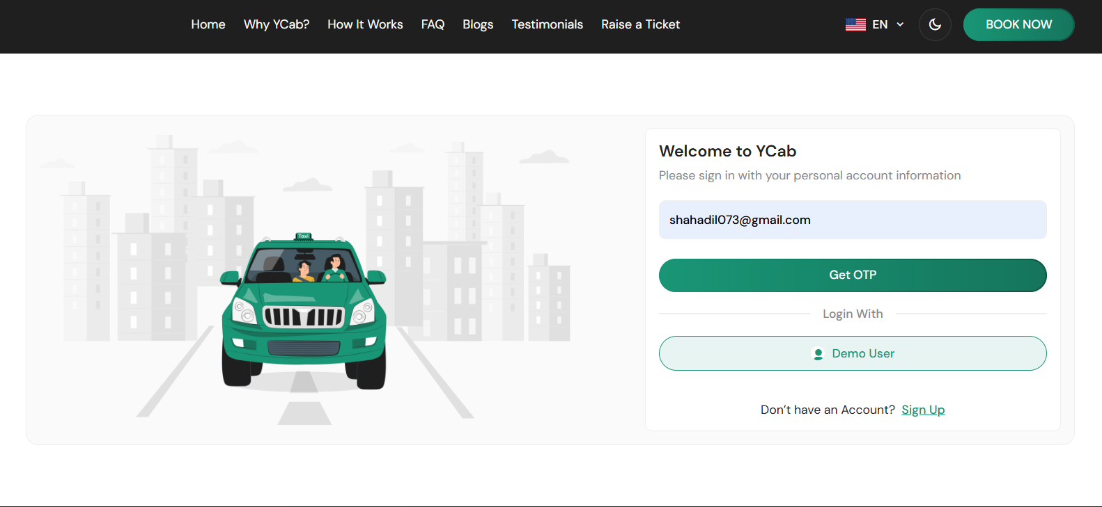 YCAB mobility backend platform screen 2