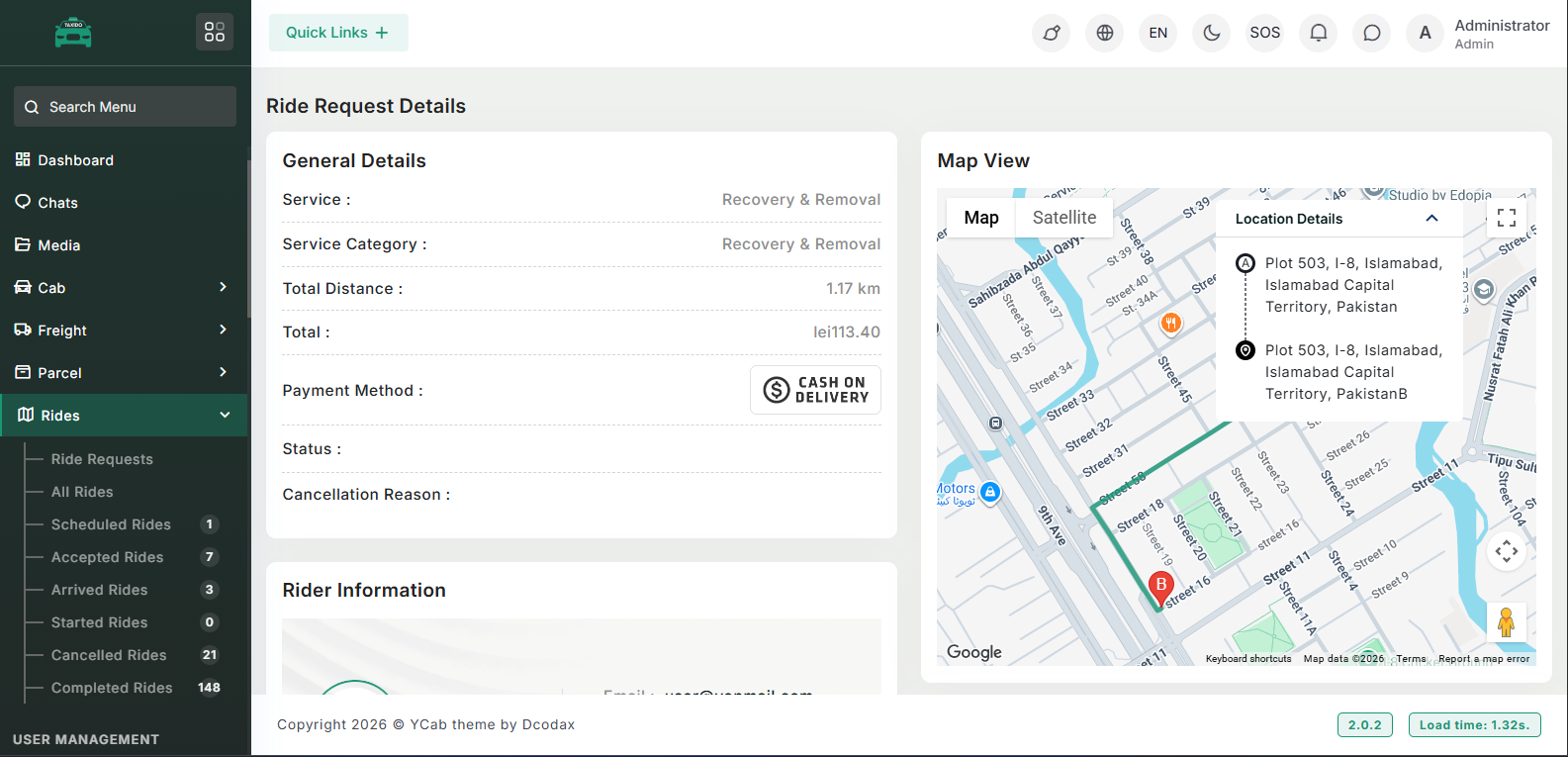YCAB mobility backend platform screen 9